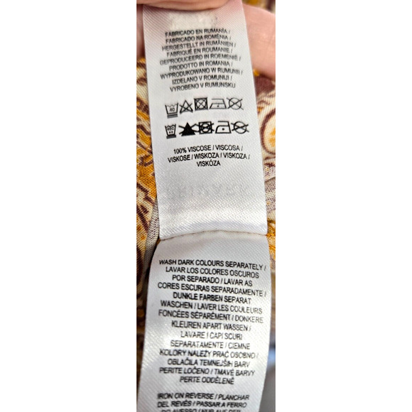 Womens Strappy Jumpsuit 6 Gold Brown V Neck Wide Leg Paisley Boho Flowy Indie - Picture 8 of 12